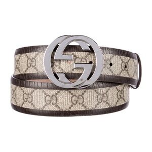 Gucci GG Supreme Leather Trim Embellishment Belt